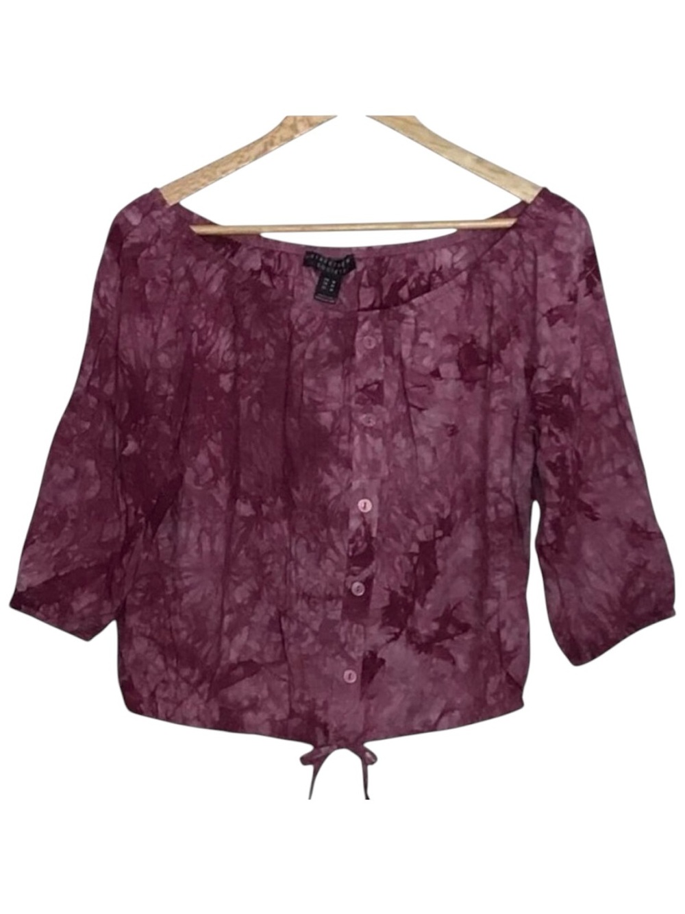 NWT Streatwear society NEW pink top tie dye off shoulders 3/4 sleeves crew Med